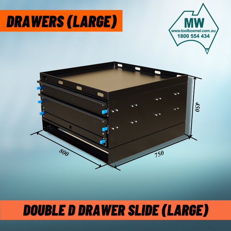 2 Sizes Available) Double D Camping Drawer Slide-Black